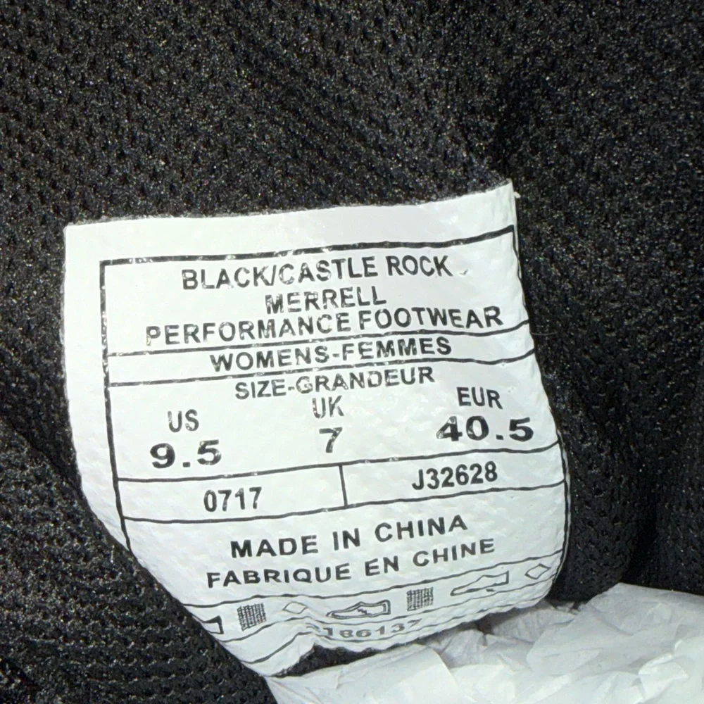 👟🌌 MERRELL Blackcastle Rock‎ Vibram Trail Sneakers Black Gray Women’s US 9.5